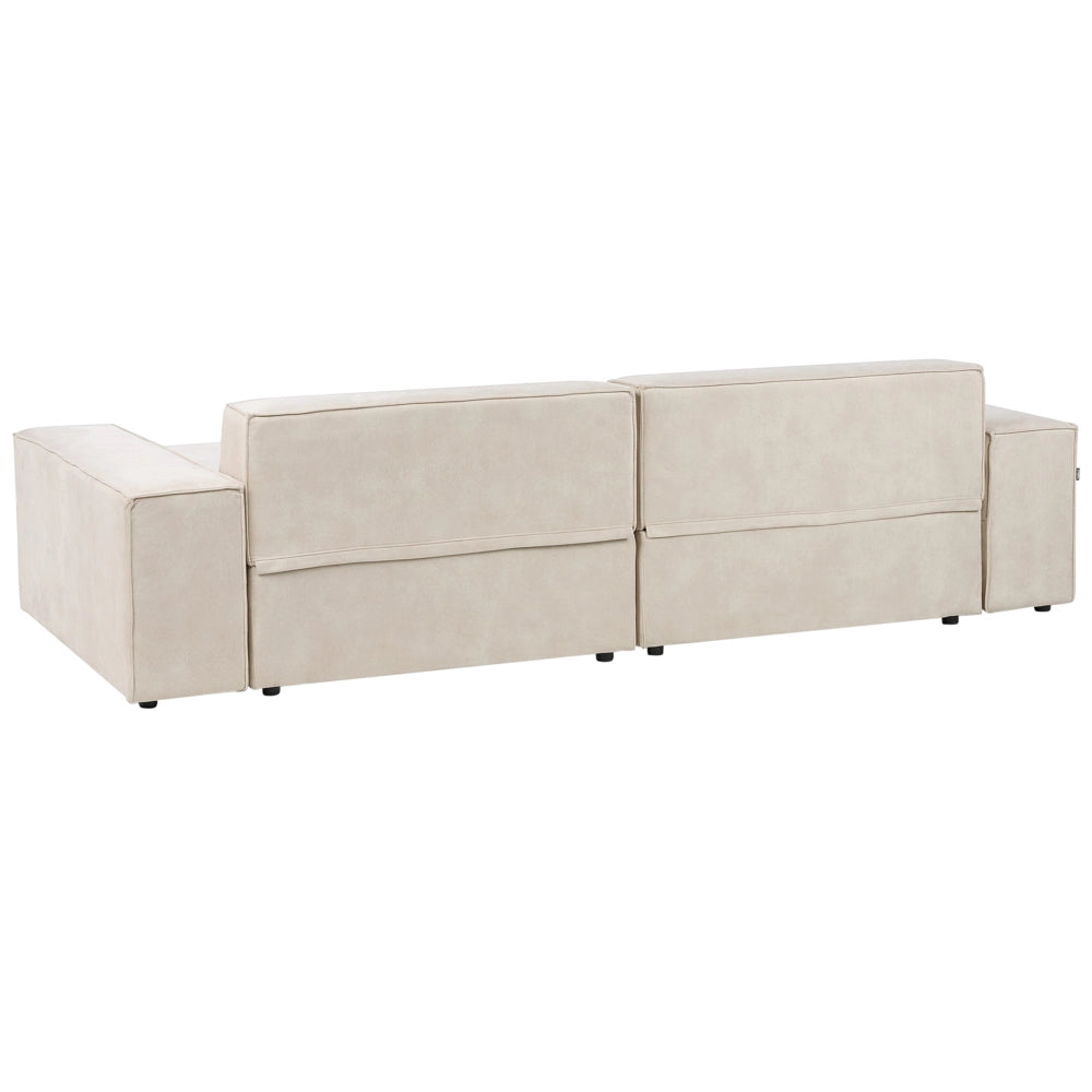 Divano angolare modulare a 2 posti a sinistra Divano componibile in velluto beige con gambe nere Soggiorno moderno