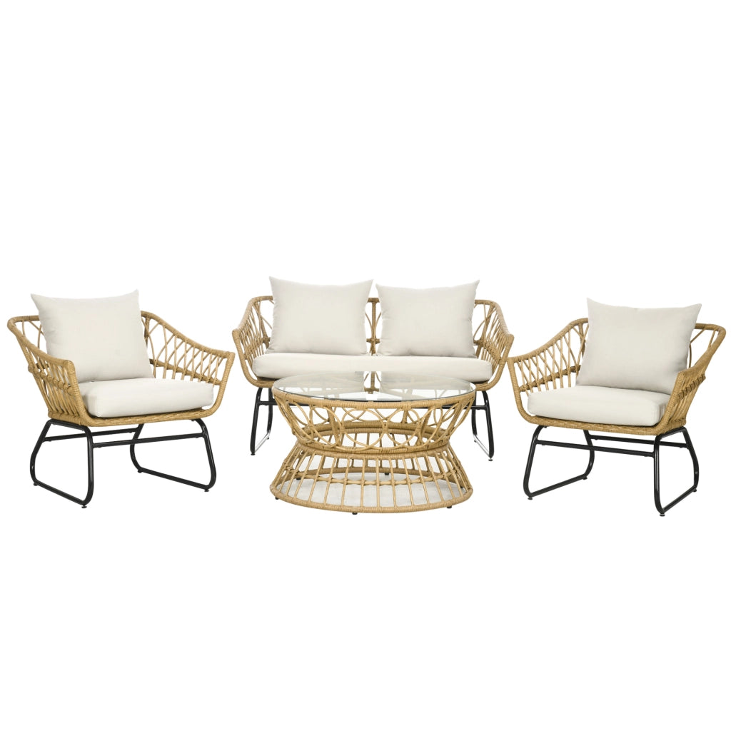 Set giardino 4 pezzi in polyrattan ¨C zephmum ¨C sabbia e crema