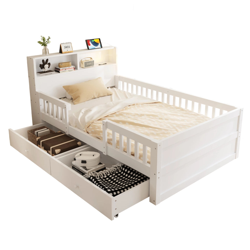 LETTO multifunzione 90x190 cm bianco in legno di pino