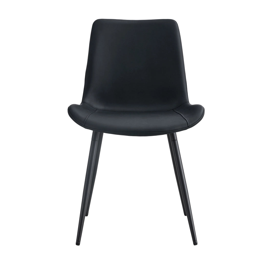 Sedia da sala da pranzo set da 4 con seduta ergonomica e gambe in metallo, in pu nero