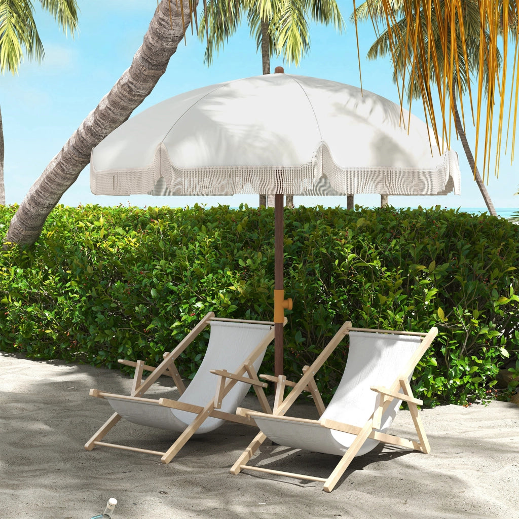 Ombrellone da spiaggia con frange ¨C zephmum ¨C grigio ?190x210 cm