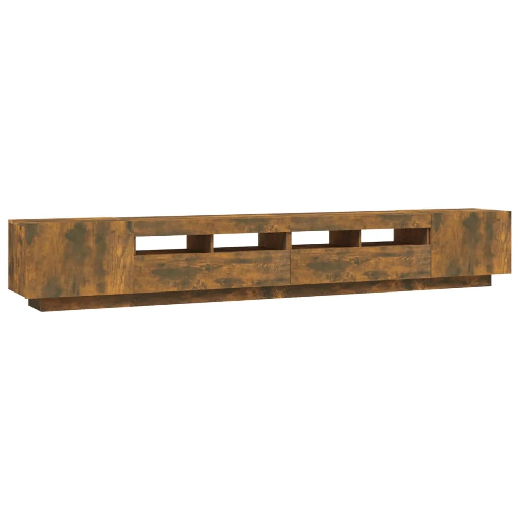 Set di mobili da 3 pezzi comprensivo di armadio credenza mobile porta TV set soggiorno/camera da letto con luci a LED finitura rovere affumicato marrone 02_0025341
