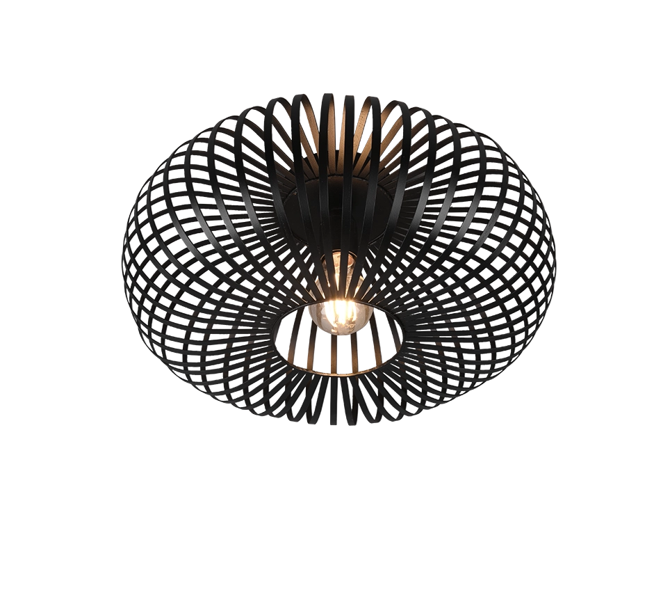 Plafoniera ellisse, metallo, nero, D 40 cm, Johann