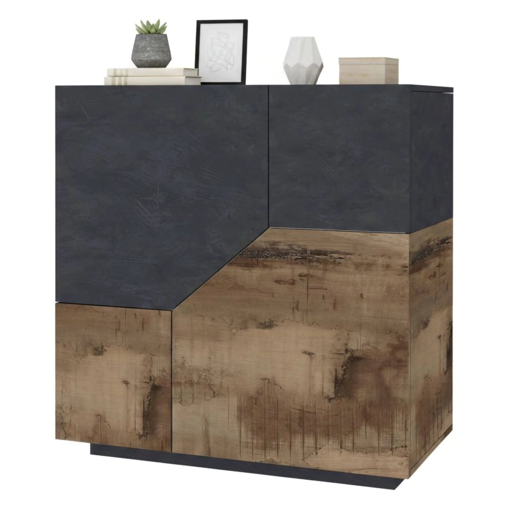 Credenza moderna a 2 ante Arbal, Made in Italy, Madia da ingresso, Buffet di design da soggiorno, Cm 100x43h106, Ardesia e Acero