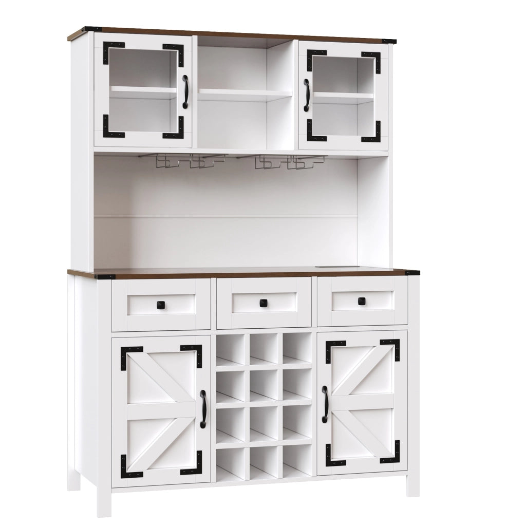 Armadio da cucina 120x40x170 cm con illuminazione LED e prese USB in MDF e vetro bianco