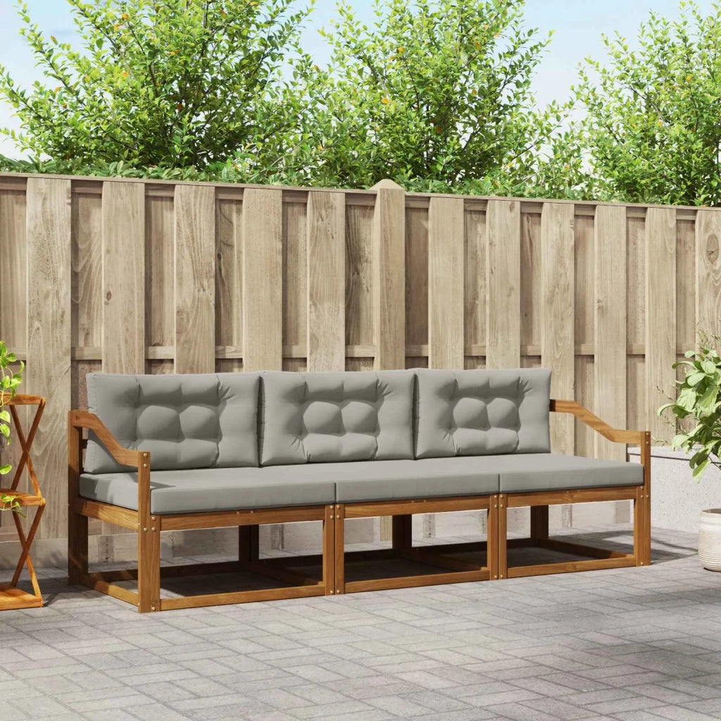 Set di divani da esterno 3 pcs Grigio Naturale e Chiaro 3367139