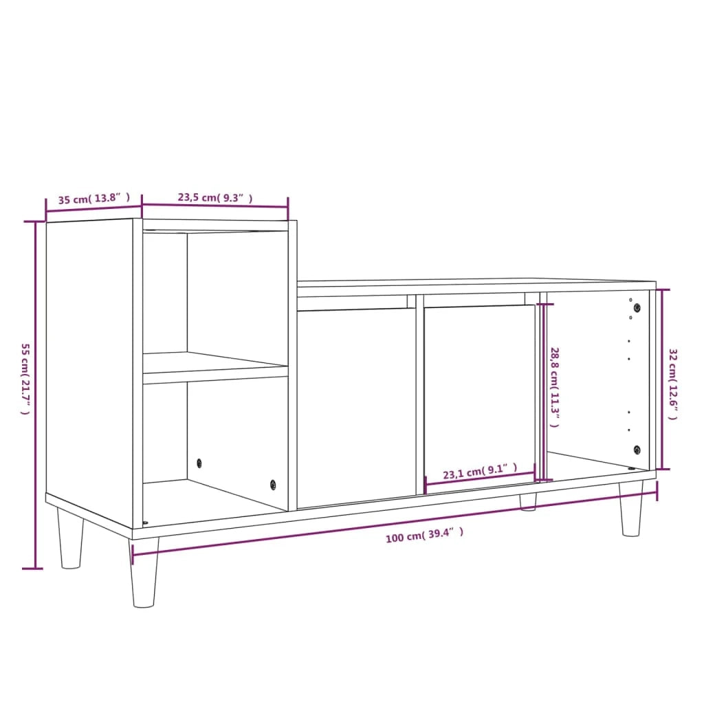 Mobile TV multimediale scaffale TV credenza mobile TV sala da pranzo soggiorno camera da letto 100 x 35 x 55 cm legno ingegnerizzato bianco 02_0025510