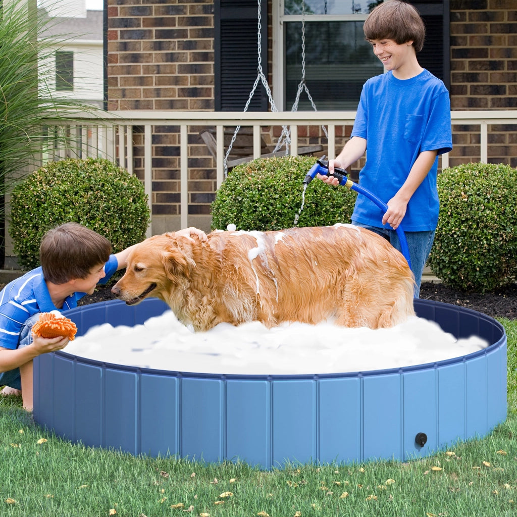 EasyComfort Piscina Vasca da Bagno Portatile Pieghevole per Cani Animali Domestici in PVC Azzurro Φ160 x 30cm