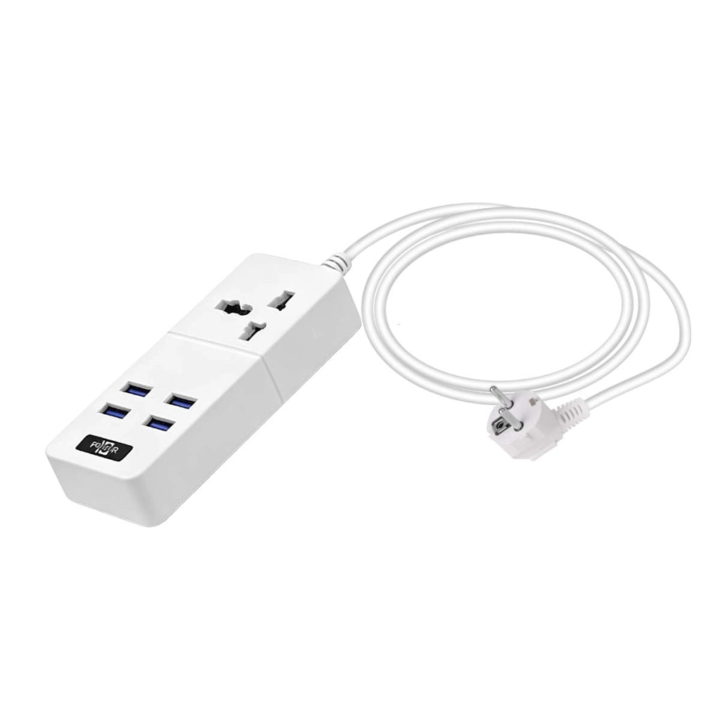 Presa multipla da 2500W con 4 porte USB DC 5V e presa universale Bianco Bianco Avizar