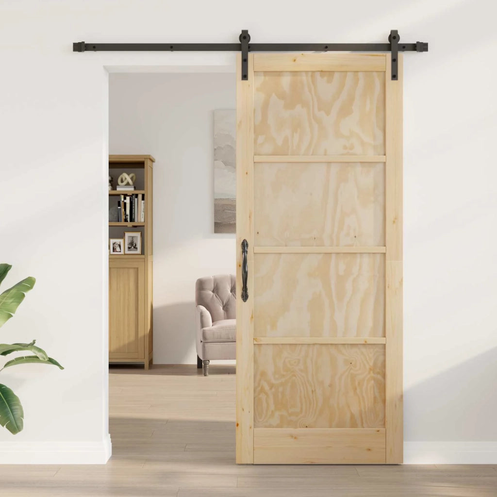 Porta scorrevole Naturale e Nero 86 x 211 cm