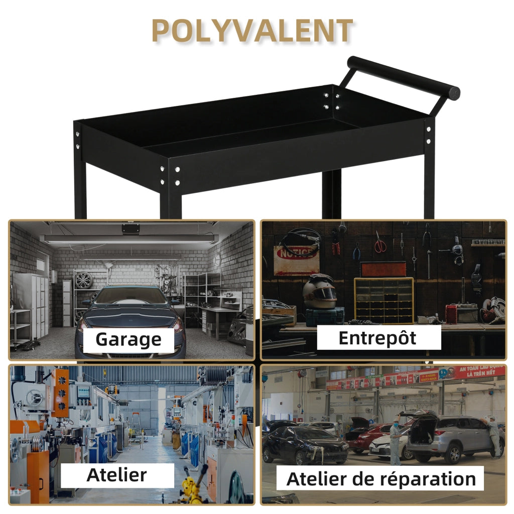 Tavolo da lavoro mobile ¨C zephmum ¨C 2 ripiani, nero, 84.5x38x84 cm