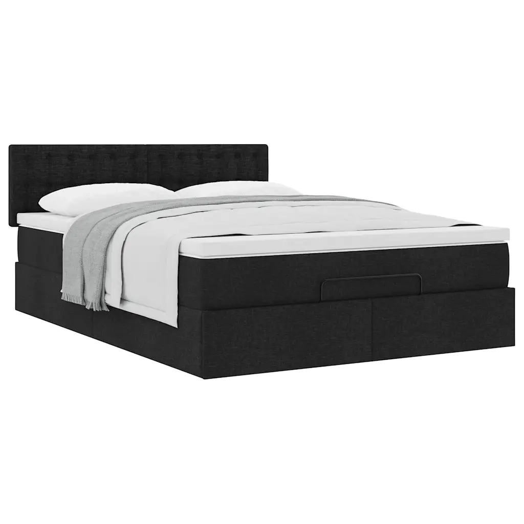 Pouf Letto con Materasso Nero 140x200 cm in Tessuto 3311631
