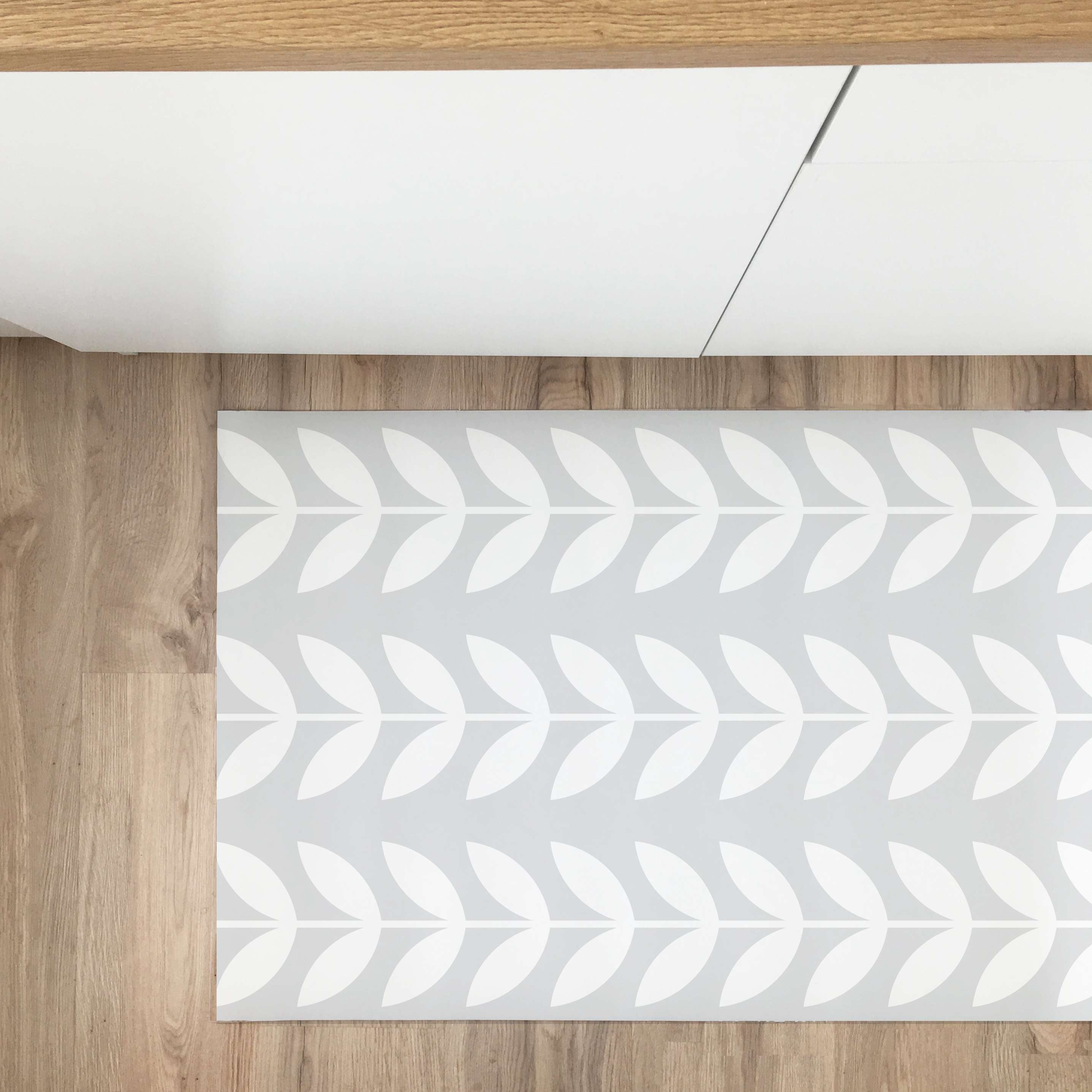 Tappeto in vinile Foglie Vintage grigio cenere 48x198 cm Decochic