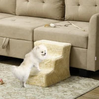Scala per Cani a 3 Gradini con Fodera Rimovibile e Lavabile 46x35x35 cm Beige