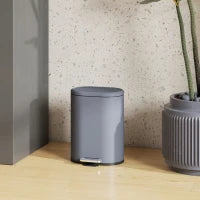 Bidone della spazzatura da 6L a pedale, in metallo, con secchiello interno e coperchio a chiusura morbida, 24,5x21,5x29,5cm, Grigio