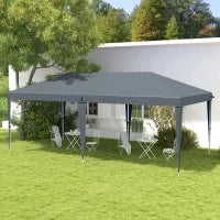 Gazebo da Giardino Pop-up 6x3 m Pieghevole, Tendone per Feste con Sacca di Trasporto, Grigio