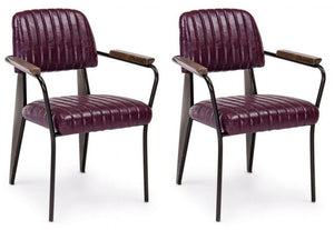 Set 2 Sedie Imbottite 60x63x81 cm Nelly in Ecopelle Bordeaux Vintage