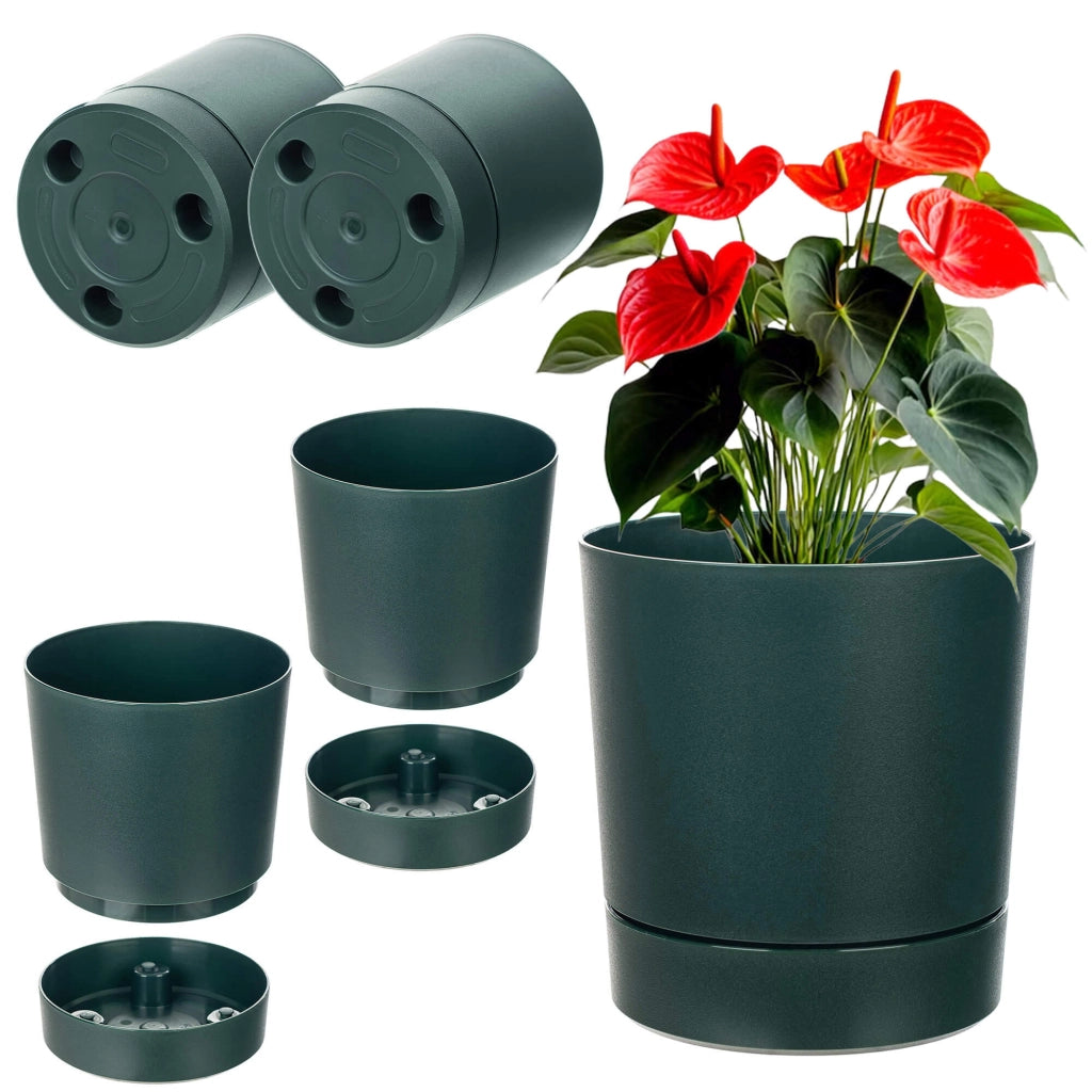 KADAX Vaso da fiori con coprivaso e sottovaso, rotondo, 14,5 cm, set da 2