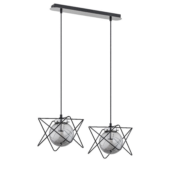 Lampada a sospensione SAGITO TRACK Alfa 2xE14 nera