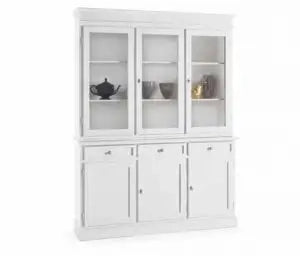 Credenza cristalliera in legno 3 porte mod Martini Shabby chic bianca