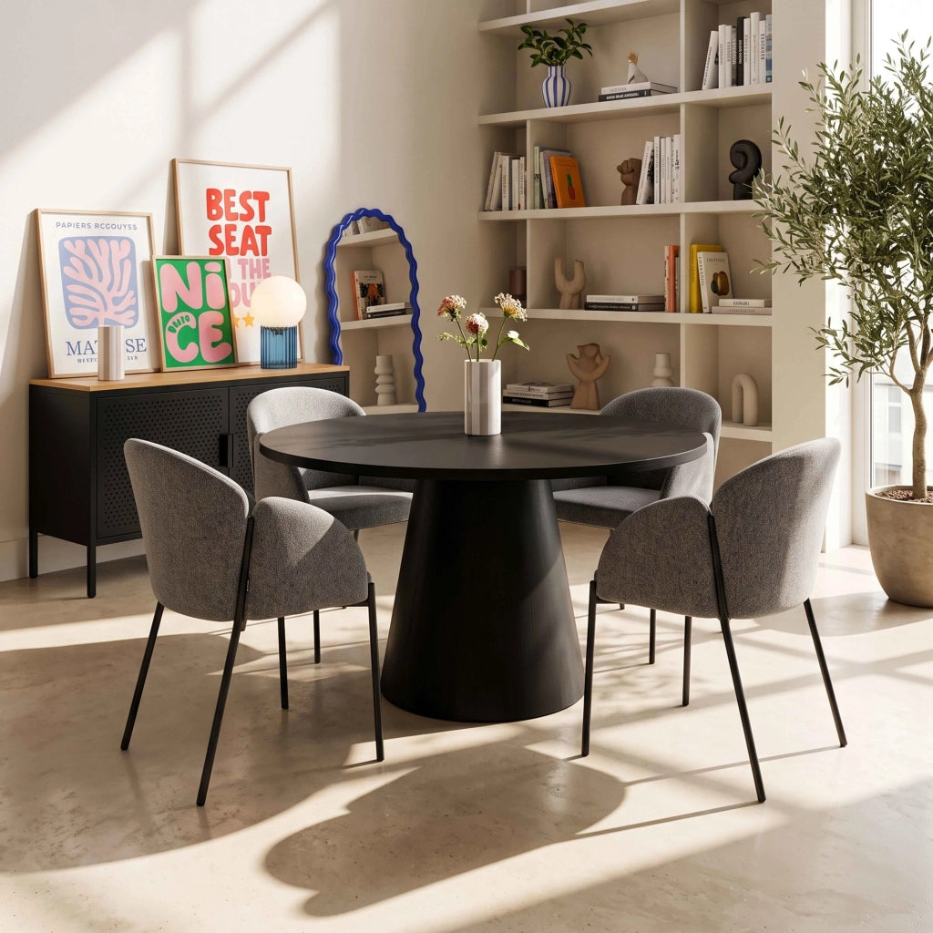 Set di 2 sedie in acciaio e tessuto grigio antracite