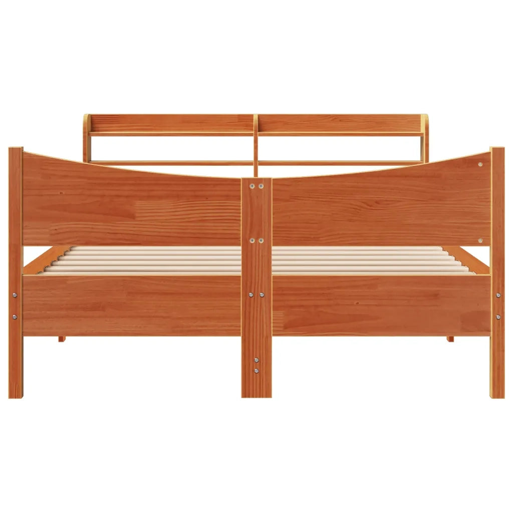 Giroletto con Testiera Marrone Cera 140x200 cm Massello Pino 3307046