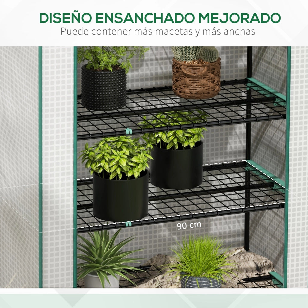 Serra Giardino a 5 Ripiani con Porta a Cerniera ¨C zephmum ¨C 90x49x193 cm Bianco