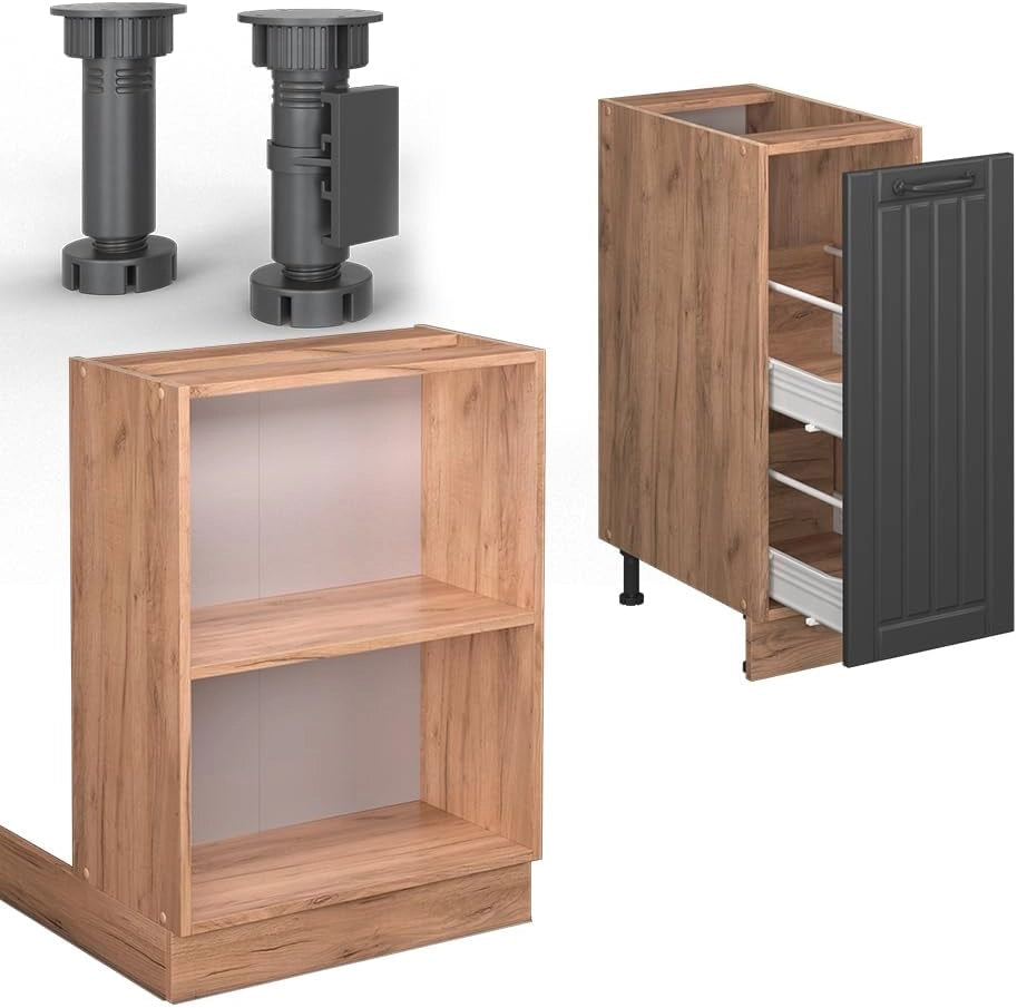isola cucina Fame-Line, Grigio scuro, 90 cm con cassetto, senza piano di lavoro