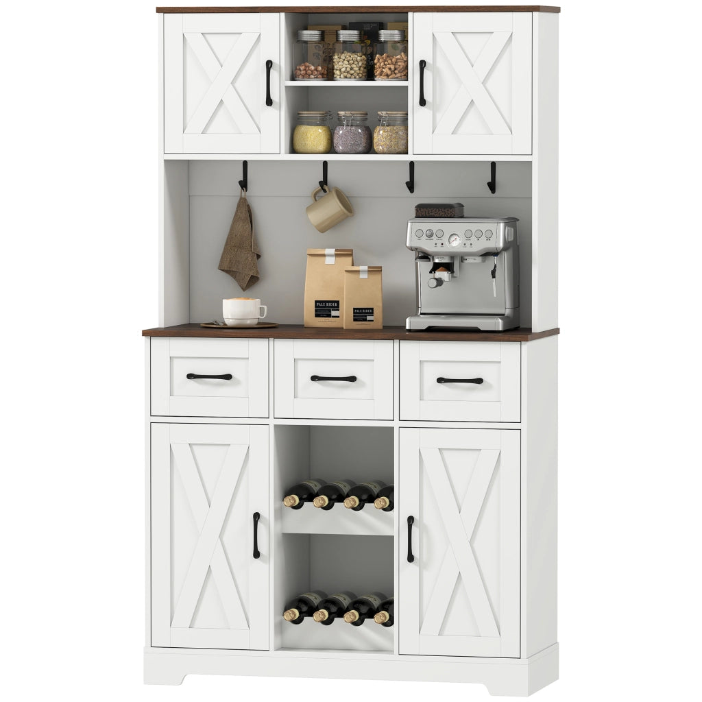 Armadio Cucina con Porte e Cassetti ¨C zephmum ¨C Bianco 100x38x172 cm