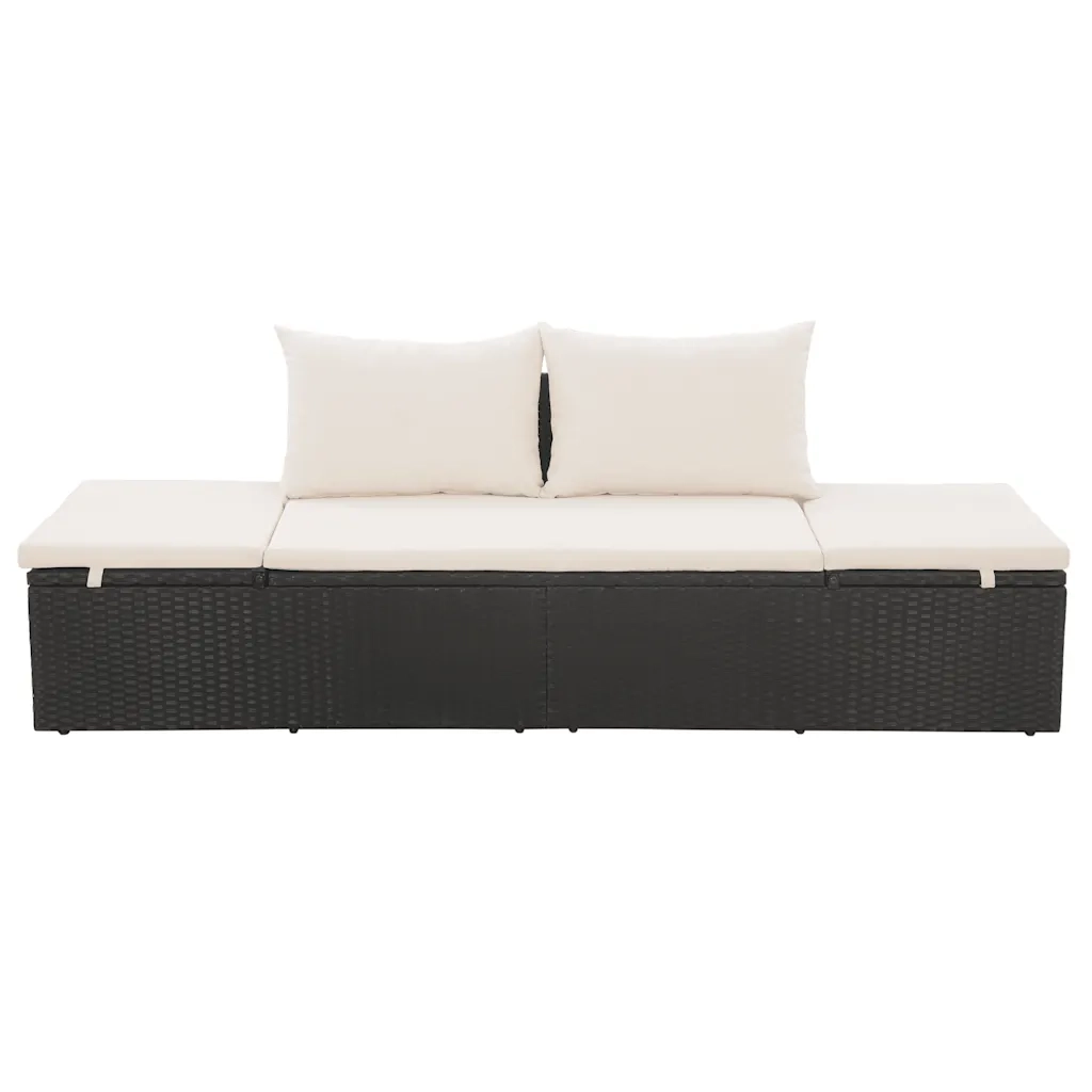 Lettino da Giardino Nero 195x60 cm in Polyrattan 43953