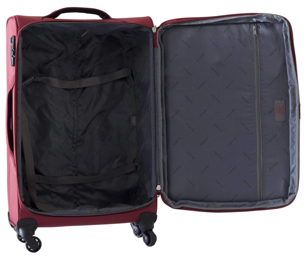 Set 3 Valigie Trolley Morbide in Poliestere 4 Ruote TSA Ravizzoni Gin Tonic Rosse