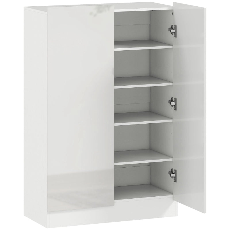 Scarpiera moderna 5 livelli in legno bianco con ripiani regolabili e chiusura soft-close
