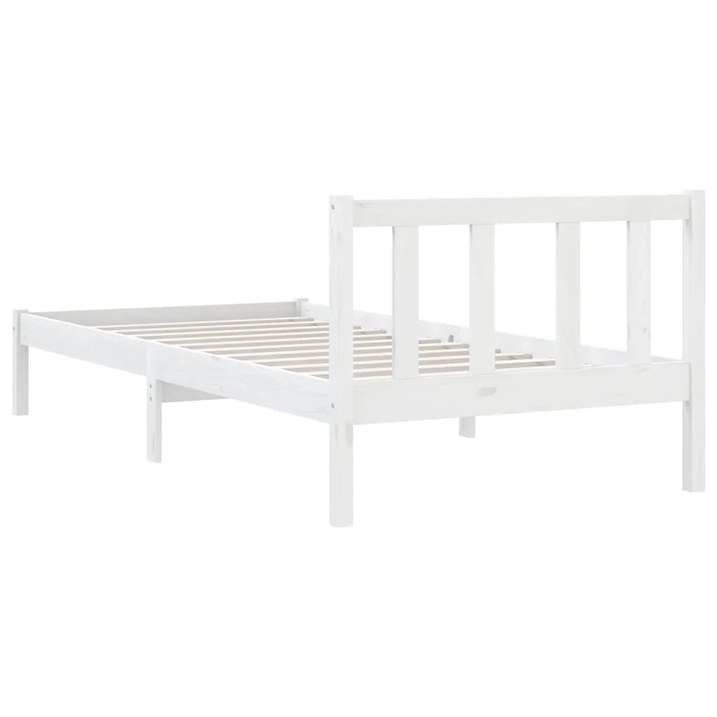 Giroletto-Struttura Letto Bianco in Legno Massello di Pino 90x190 cm Single 761688