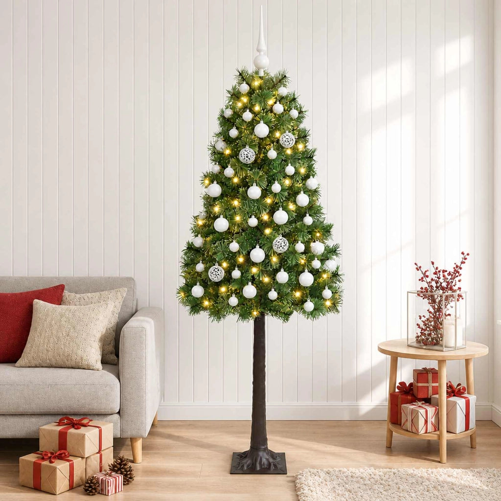 Albero di Natale artificiale con rami snodati e palline 120 cm 3466121