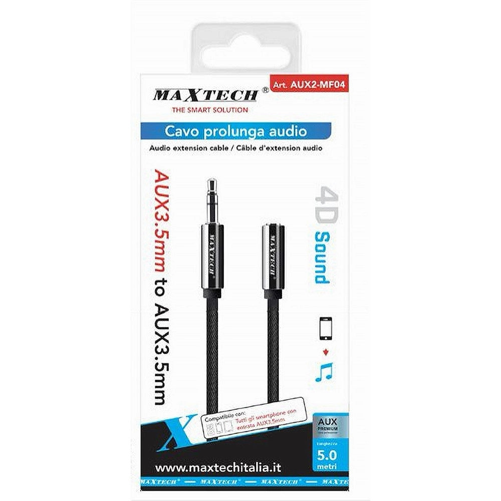 Trade Shop - Cavo Prolunga Audio Aux Cuffia M/f 3.5 Mm Da 5 Mt 4d Sound Smartphone Aux2-mf04 -