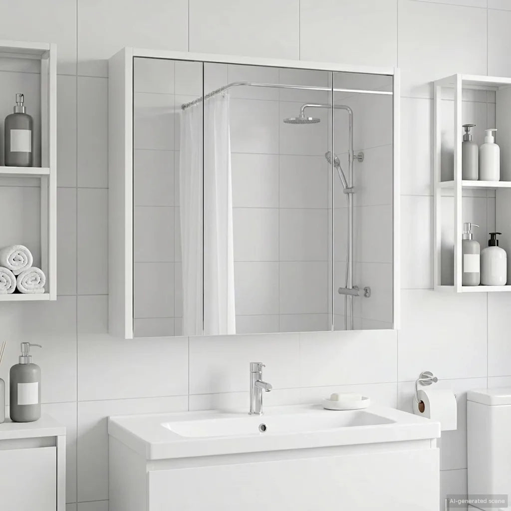 Mobiletto per specchio da bagno Bianco 63,5 x 16 x 62,5 cm
