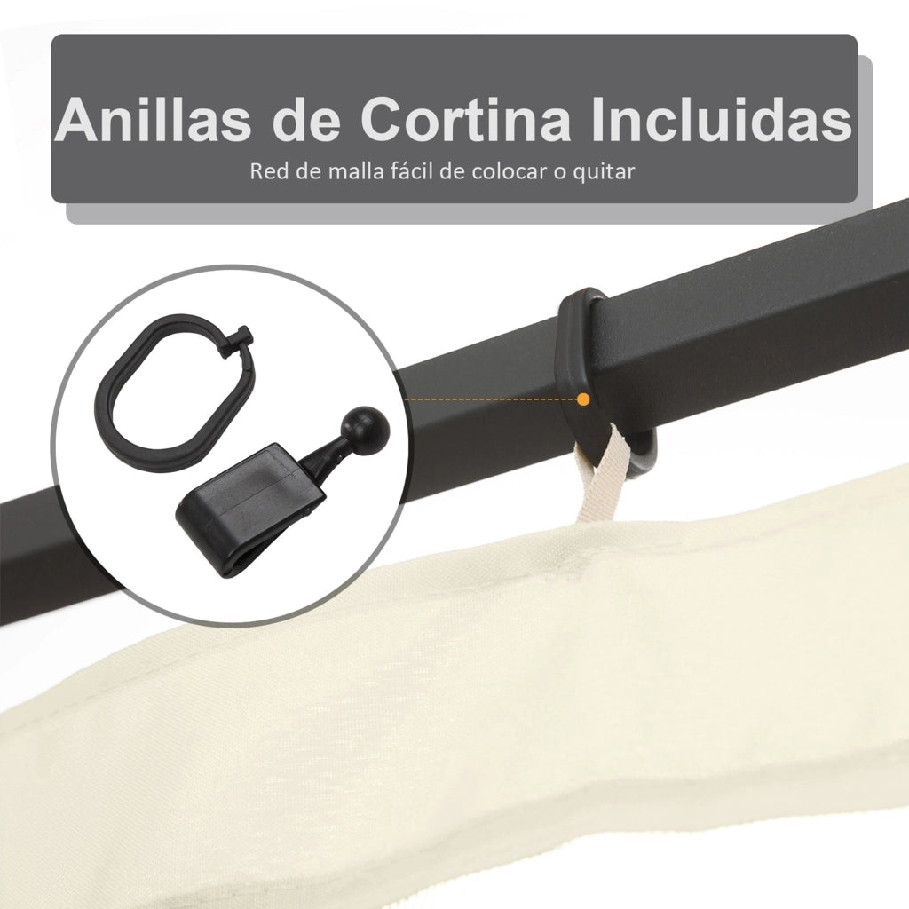 Pannelli Laterali per Gazebo con Zanzariera ¨C Xylo ¨C 4 Pezzi 3,5x2m Nero con Cerniere