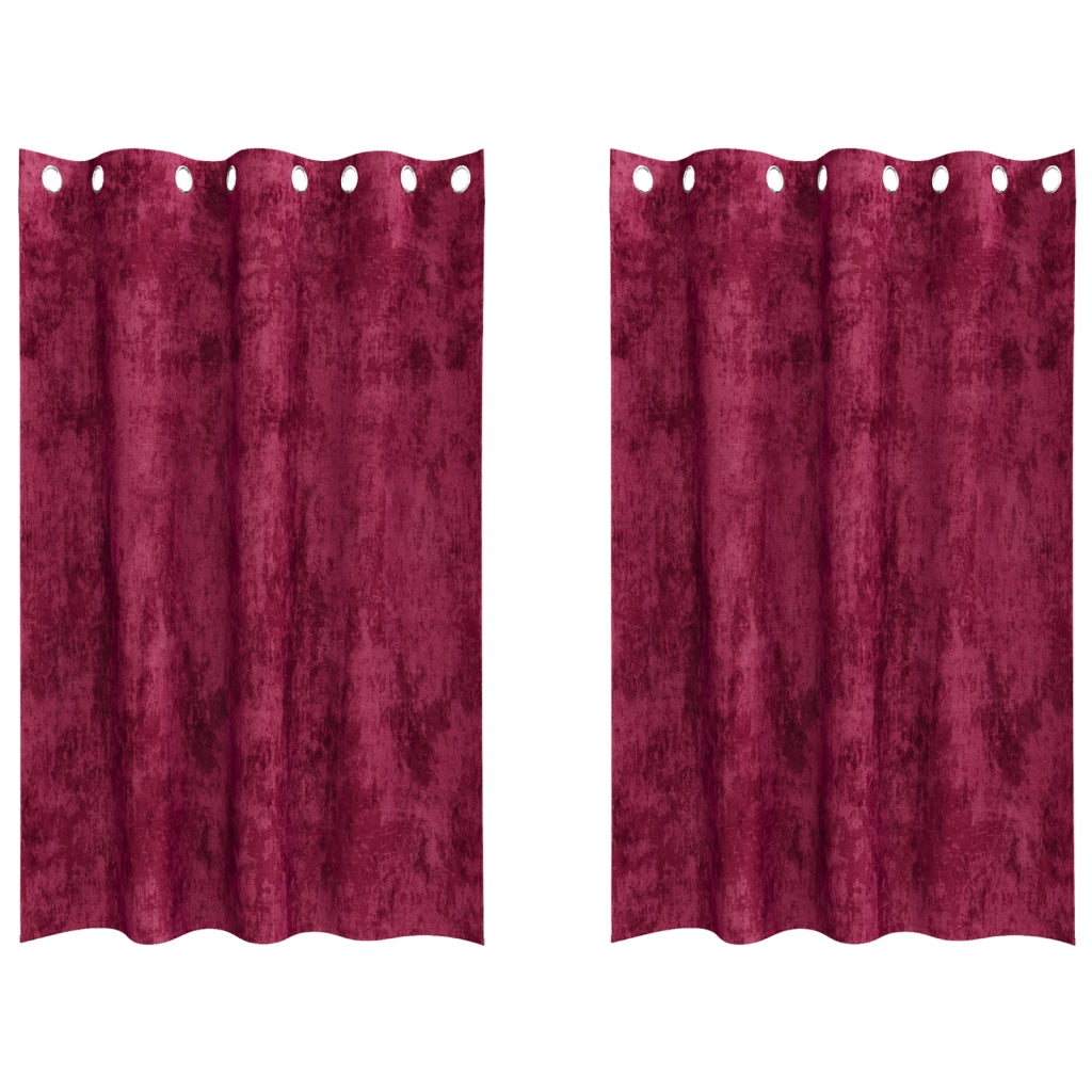 Tende di velluto 2 pz con occhielli Rosso borgogna 175x140 cm