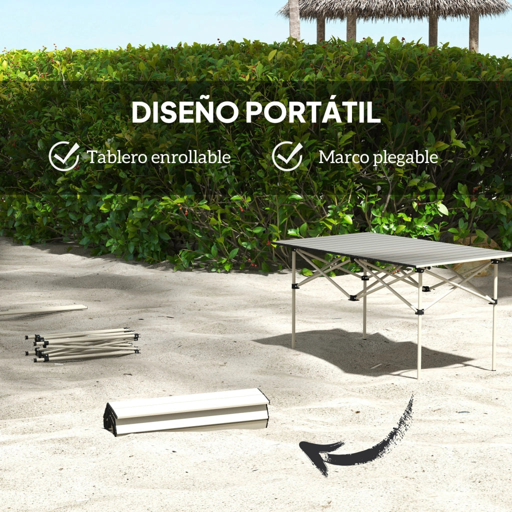 Tavolo pieghevole da esterno con piano avvolgibile ¨C zephmum ¨C caqui 95x55x50cm