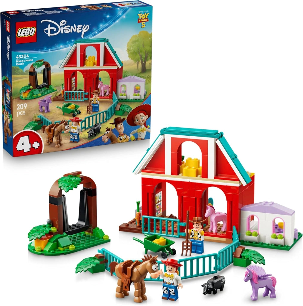 LEGO | Disney Pixar Il Ranch dei Cavalli di Blaze - Giocattolo con le Minifigure di Woody e Jessie oltre a 3 Cavalli e u