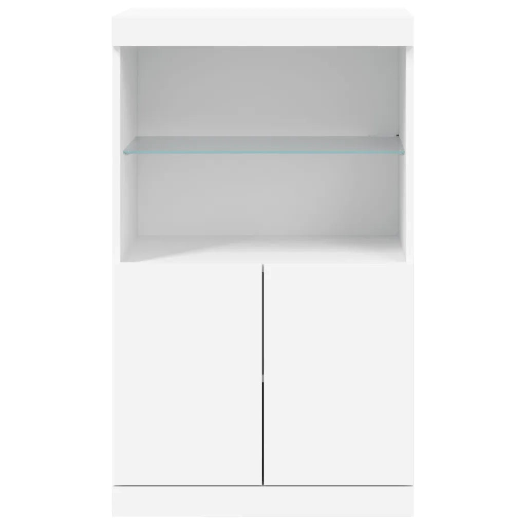 Credenza | Madia | Buffet da pranzo | Armadio da pranzo con Luci LED Bianca 60,5x37x100 cm