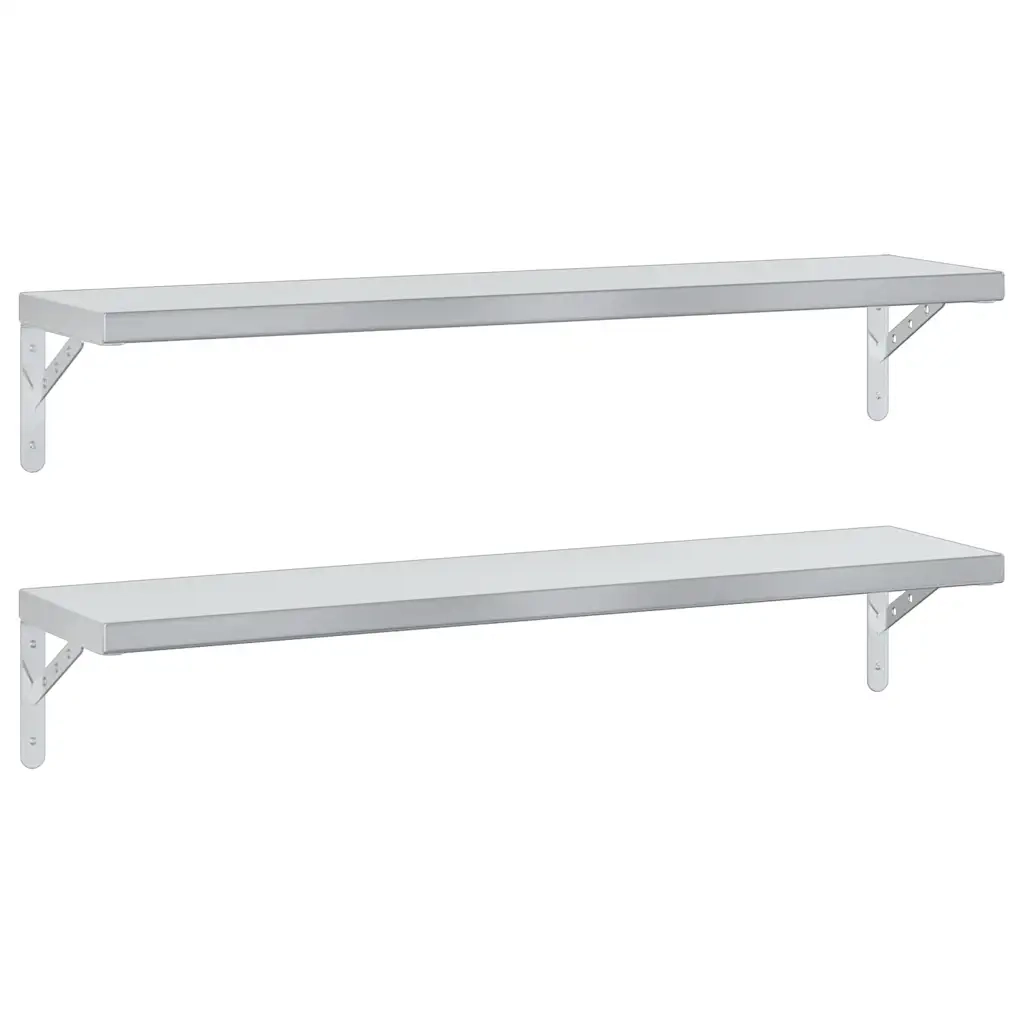 Mensole a Muro 2 pz 100x23,5 cm Argento in Acciaio Inossidabile 3214504