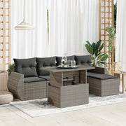 Set Divano da Giardino 6 pz con Cuscini Grigio in Polyrattan 3326621