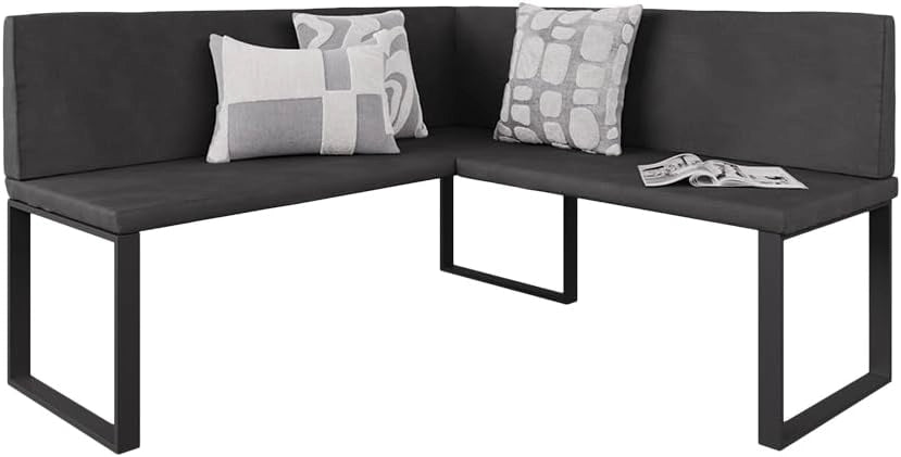 panca ad angolo Ravon, Antracite, 150 x 150 cm, adatta come panca da pranzo per cucine e zone pranzo