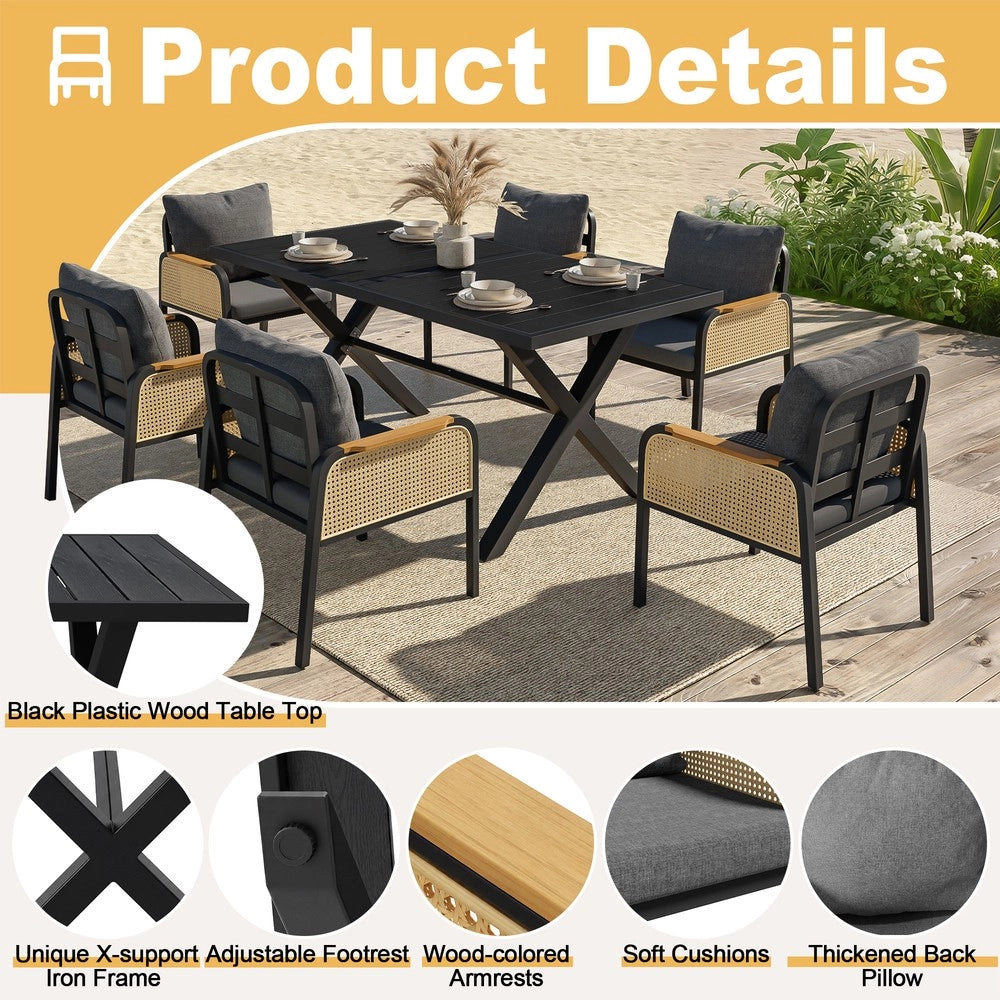 Set Divano da Esterno ¨C Xylo ¨C Polyrattan, Cuscini Inclusi, Struttura in Metallo