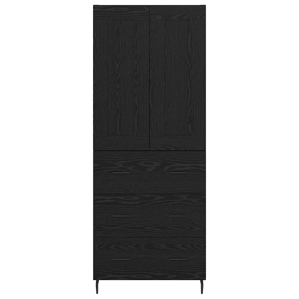 Credenza con cassetto 2 pcs Rovere Nero Legno multistrato