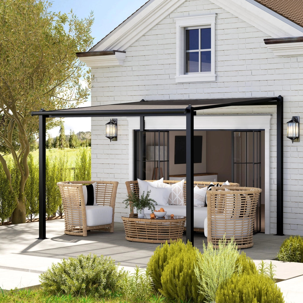 Pergola da giardino in alluminio 3x3m con tetto in policarbonato ¨C zephmum ¨C grigio