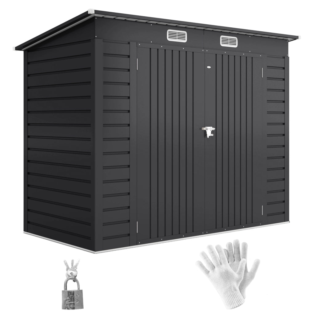 Capanno da giardino in acciaio ¨C zephmum ¨C grigio 249x121x166/183 cm