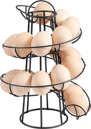 Eierhouder con design a spirale per la cucina, moderno, con cornice in acciaio inossidabile, stante, per uova di gallina, con rete per uova, nero