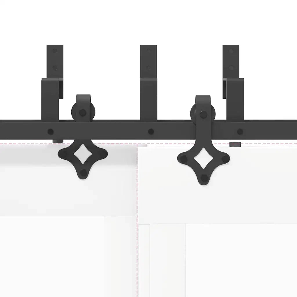 Kit di Binari per Porte Scorrevoli 427 cm Acciaio Nero 3295756